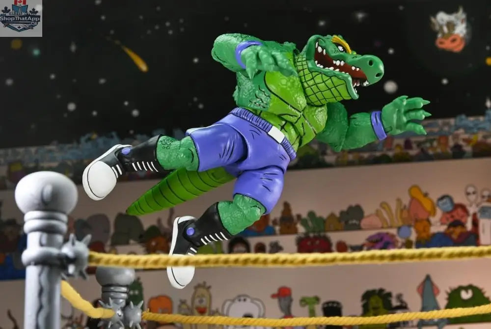 Teenage Mutant Ninja Turtles Leatherhead action figure from Toy Snowman, detailed collectible toy with wrestling and adventure features.