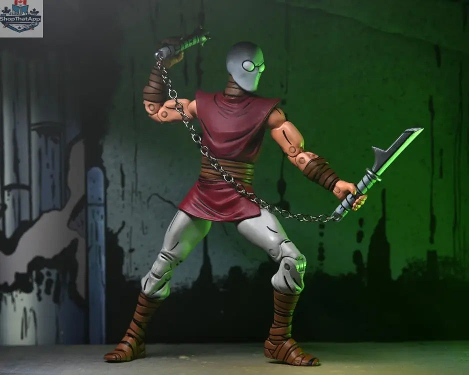 Teenage Mutant Ninja Turtles Foot Ninja action figure in classic colors, Toy Snowman collectible toy from Mirage Comics series.