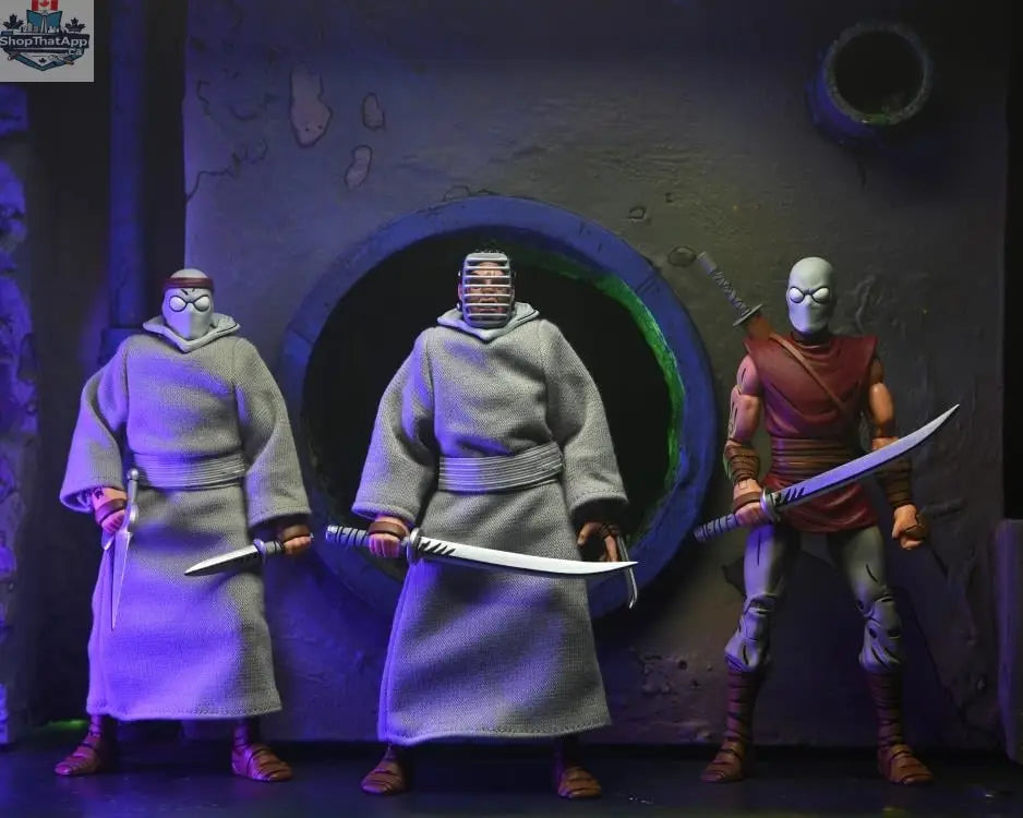 Teenage Mutant Ninja Turtles Foot Ninja action figure in classic colors, Toy Snowman collectible toy from Mirage Comics series.