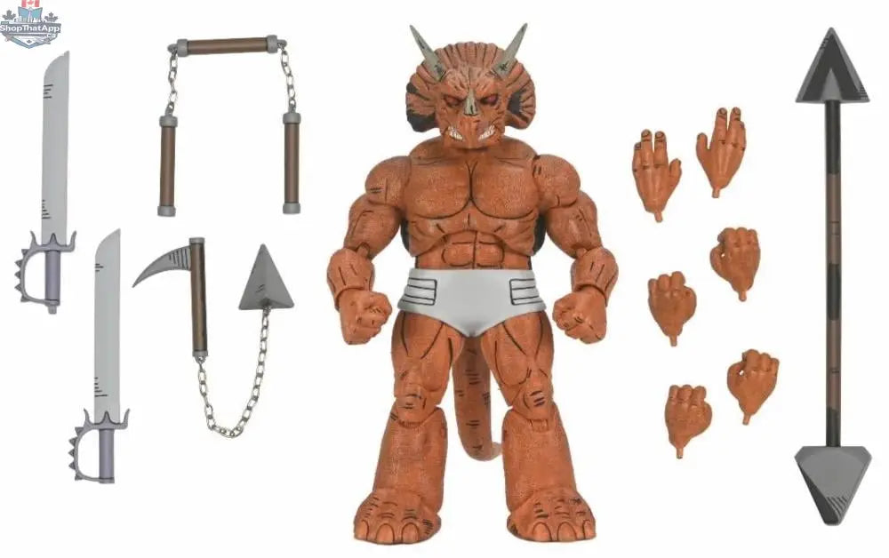 Toy Snowman Teenage Mutant Ninja Turtles Triceraton Gladiator action figure from Mirage Comics, detailed collectible toy for fans.