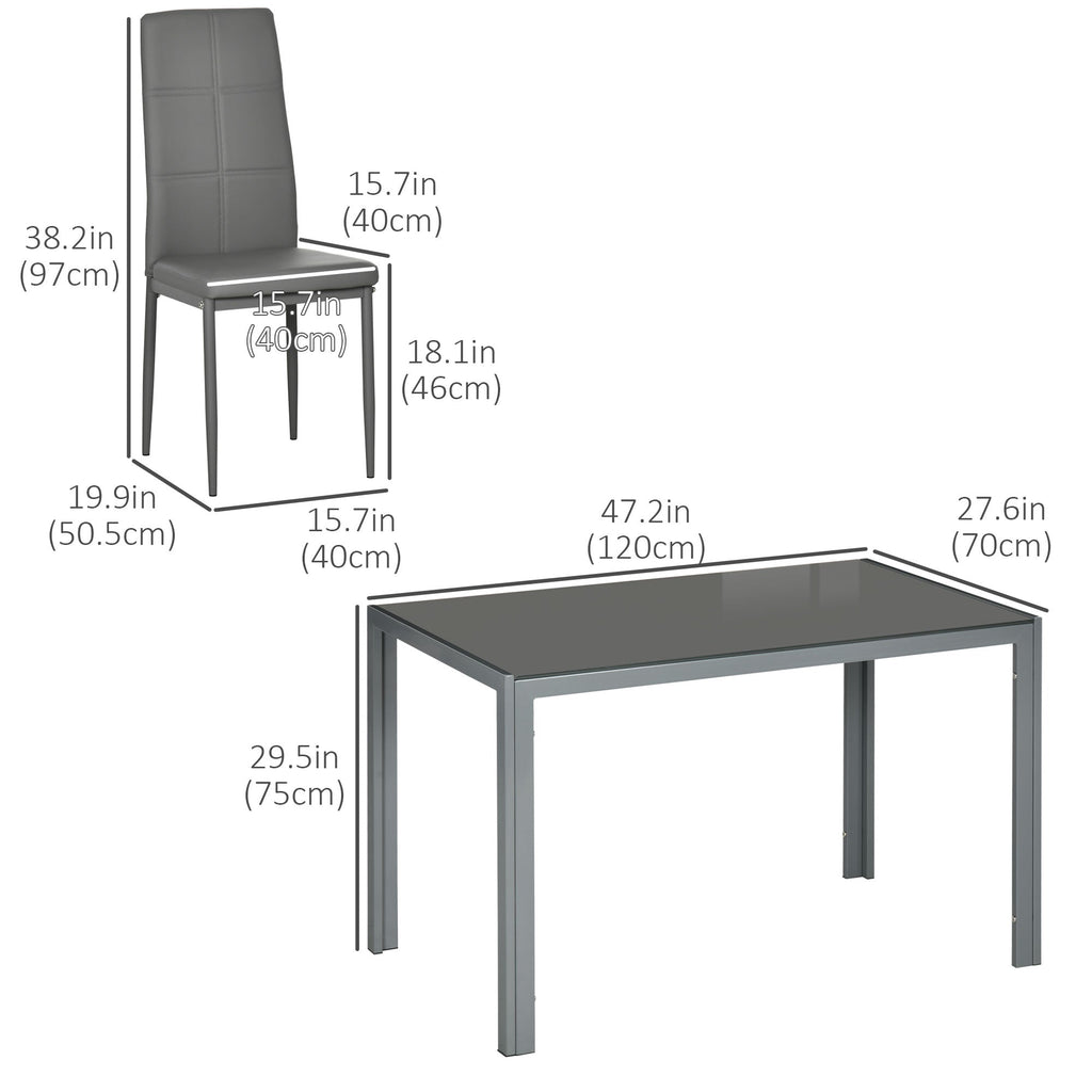 Zaya 5-Piece Rectangular Glass Dining Set for Small Spaces-Grey - Shopthatapp.ca