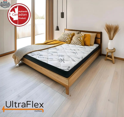 UltraFlex DreamEasy mattress set featuring gel-infused comfort, quilted bamboo cover, cooling technology, and pressure relief.