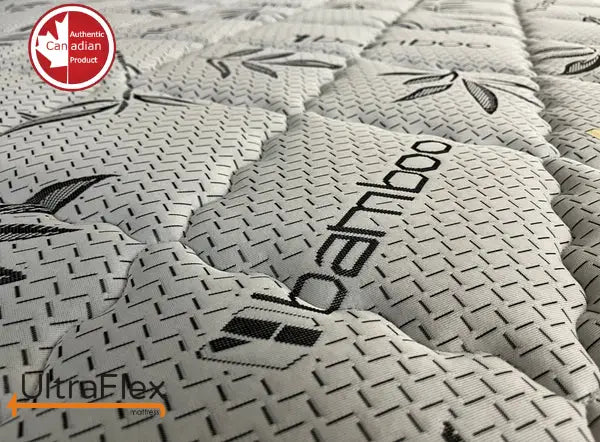 UltraFlex® DreamEasy mattress with gel-infused comfort, quilted bamboo cover, cooling technology, and pressure relief in a Canadian-made design.