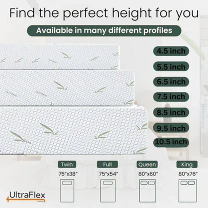 UltraFlex® RestEasy mattress set with reversible gel-infused foam, medium firmness, suitable for bunk beds and RVs, CertiPUR-US® certified.