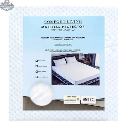 UltraFlex® Classic Gel Memory Foam Mattress with eco-friendly waterproof protector, shown on a bed in a cozy bedroom setting.