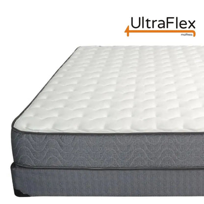 UltraFlex® orthopedic mattress with eco-friendly soy foam and waterproof protector, made in Canada, showing the mattress surface and cover.