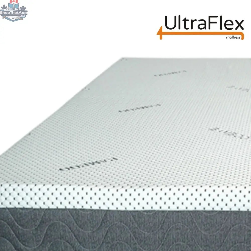 UltraFlex® DREAMER mattress set with orthopedic cool gel memory foam and eco-friendly fabric, shown with a boxspring.