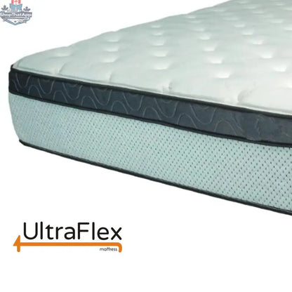 UltraFlex EUPHORIA mattress set with 14-inch orthopedic eurotop, pocket coil, foam encased hybrid design and boxspring, made in Canada.