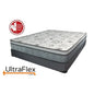 UltraFlex® EVOKE mattress set with orthopedic cool gel memory foam and eco-friendly boxspring, shown in a bedroom setting.