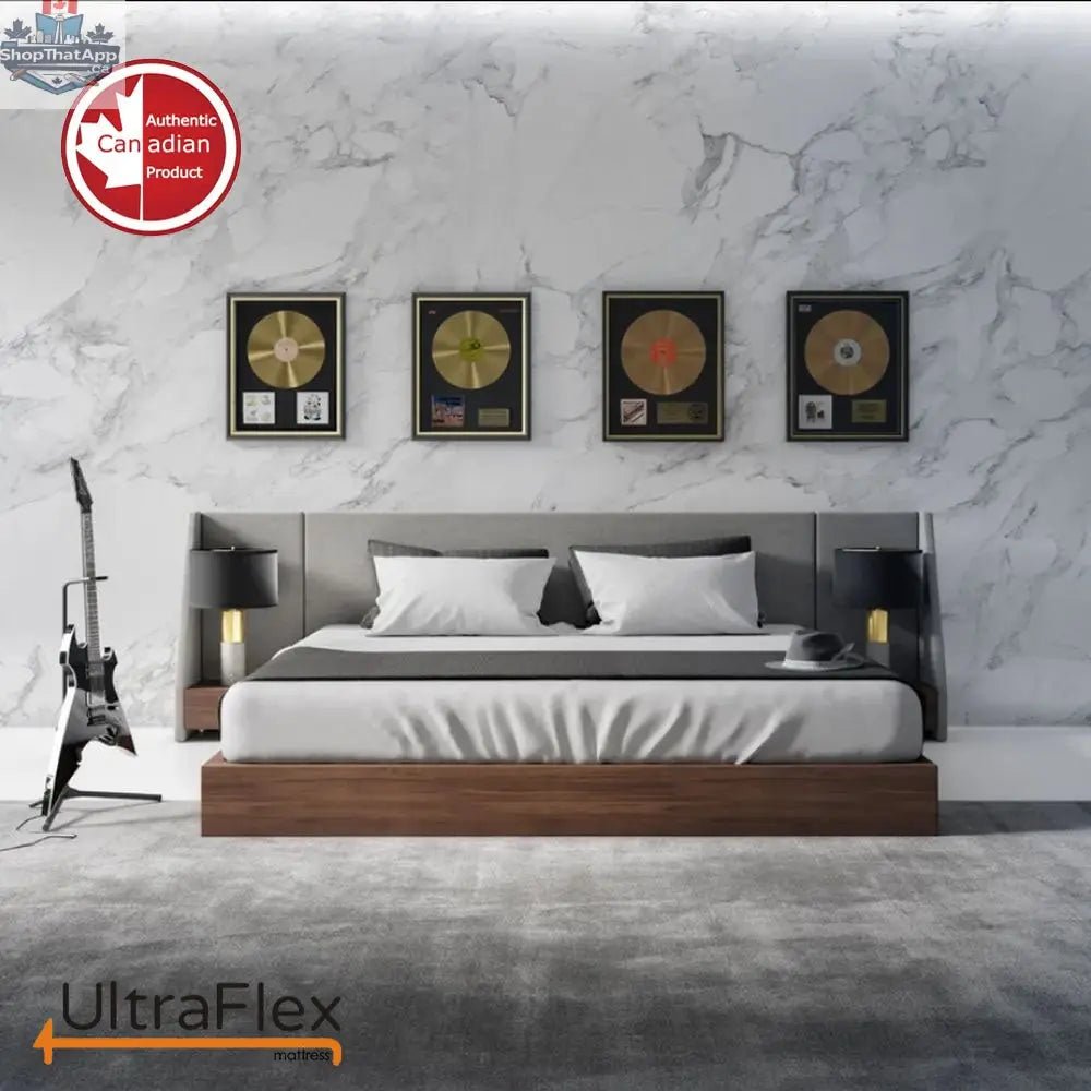 UltraFlex® OASIS 12” hybrid orthopedic mattress with pressure-relieving foam, pocket coil support, eco-friendly materials, made in Canada.