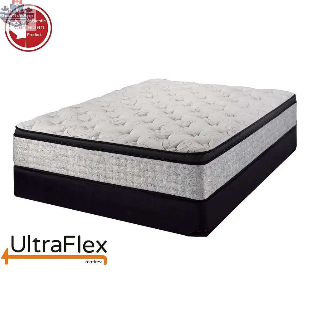 UltraFlex Mattress Oasis 12” hybrid mattress with Eurotop, pocket coils, high-density foam, and pressure-relieving comfort.
