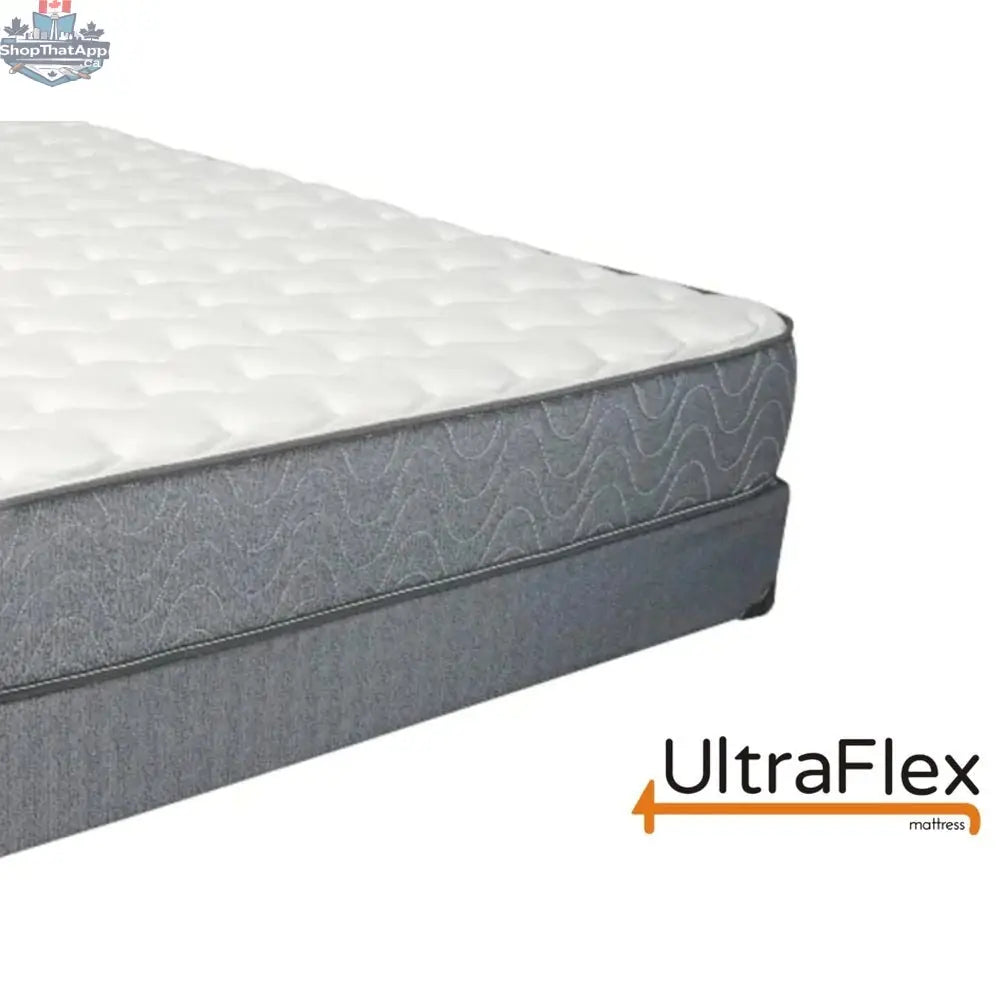 UltraFlex® Majestic mattress with cool gel memory foam, eco-friendly design, waterproof protector, made in Canada, shown on bed.