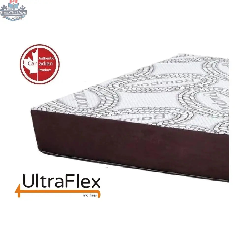 UltraFlex Mattress in a bedroom corner, showcasing the 10-inch cool gel-infused memory foam for orthopedic comfort.