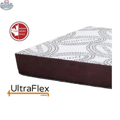 UltraFlex Mattress in a bedroom corner, showcasing the 10-inch cool gel-infused memory foam for orthopedic comfort.