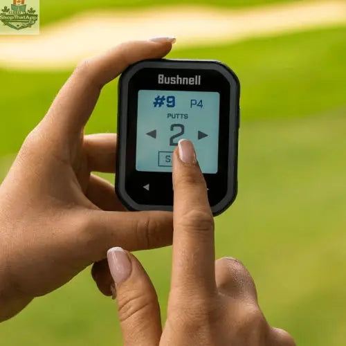 Golfather Ltd. Phantom 3 Slope GPS golf watch showing a colorful digital display with course data and hole layout.
