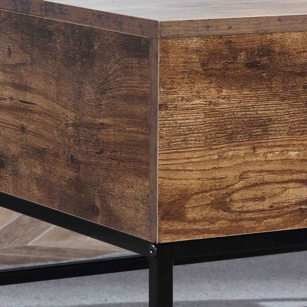 Reese Lift Top Coffee Table with Hidden Storage Compartment-Rustic Brown