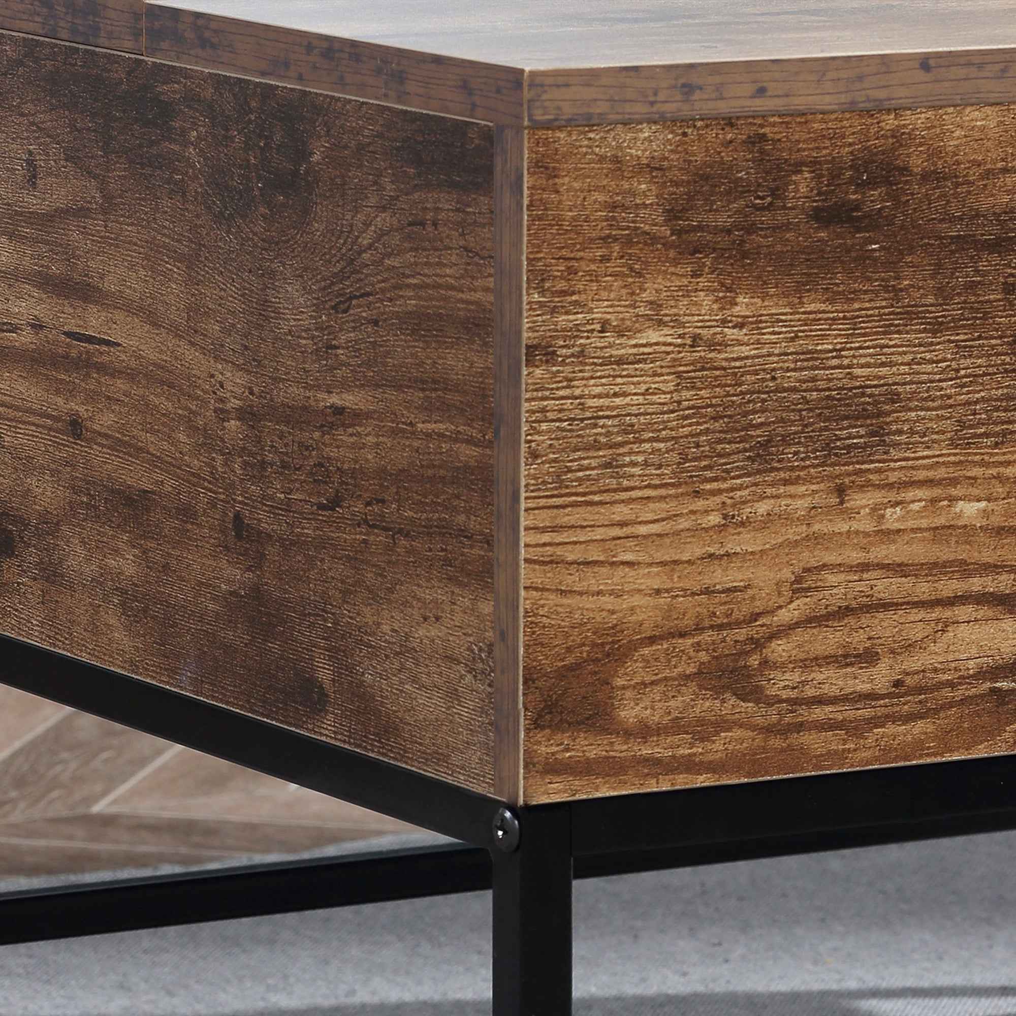 Reese Lift Top Coffee Table with Hidden Storage Compartment-Rustic Brown