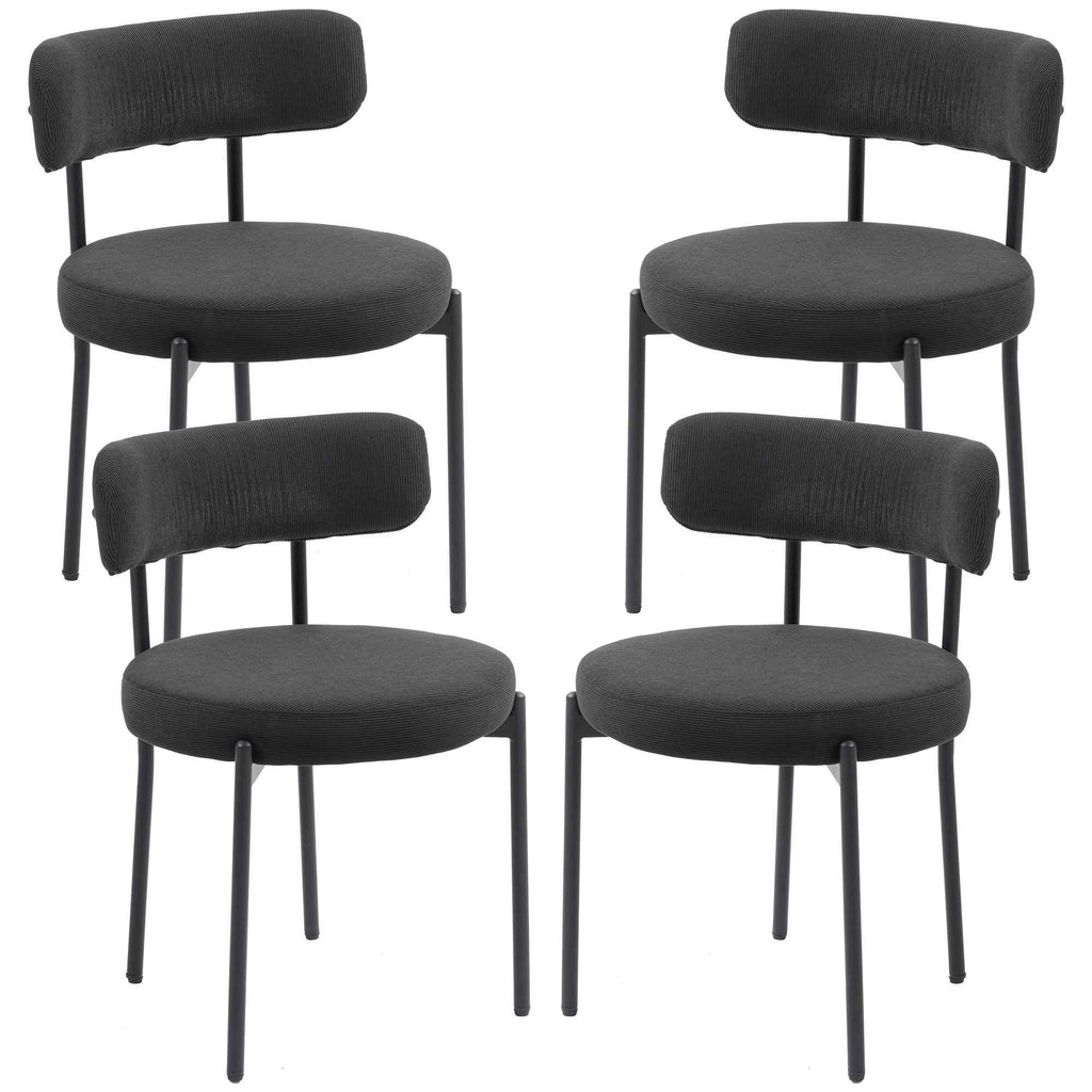 Avery 4 Pieces Modern Dining Chairs with Corduroy Upholstery-Black