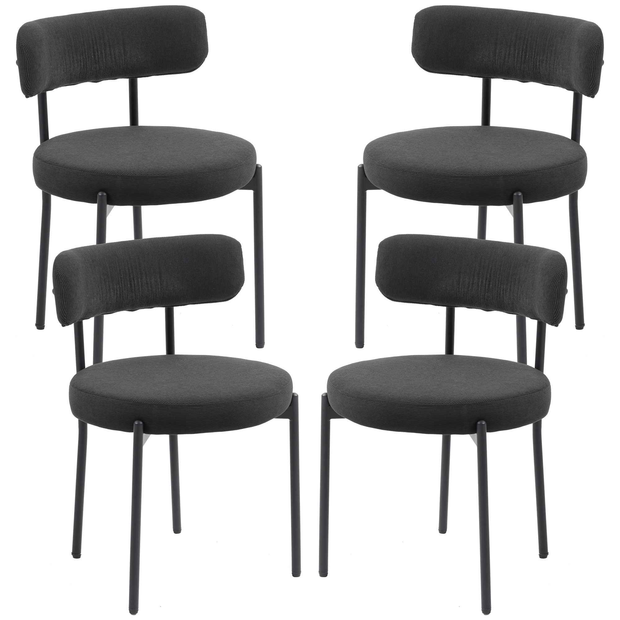 Avery 4 Pieces Modern Dining Chairs with Corduroy Upholstery-Black