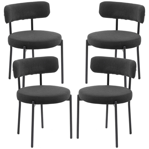 Avery 4 Pieces Modern Dining Chairs with Corduroy Upholstery-Black