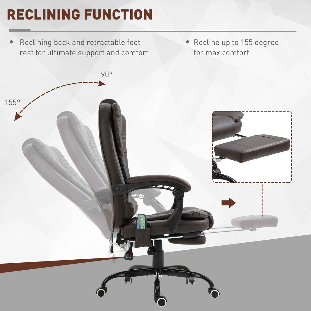 Declan Executive Office Chair with 7-Point Massage and Reclining Features-Brown