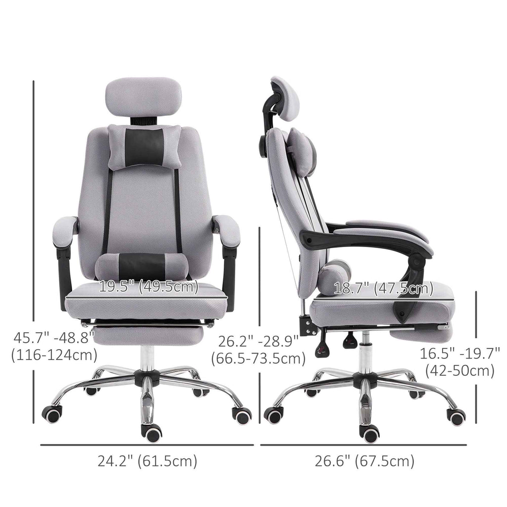 Brady Ergonomic Executive High Back Office Chair with Footrest and Lumbar Support-Grey