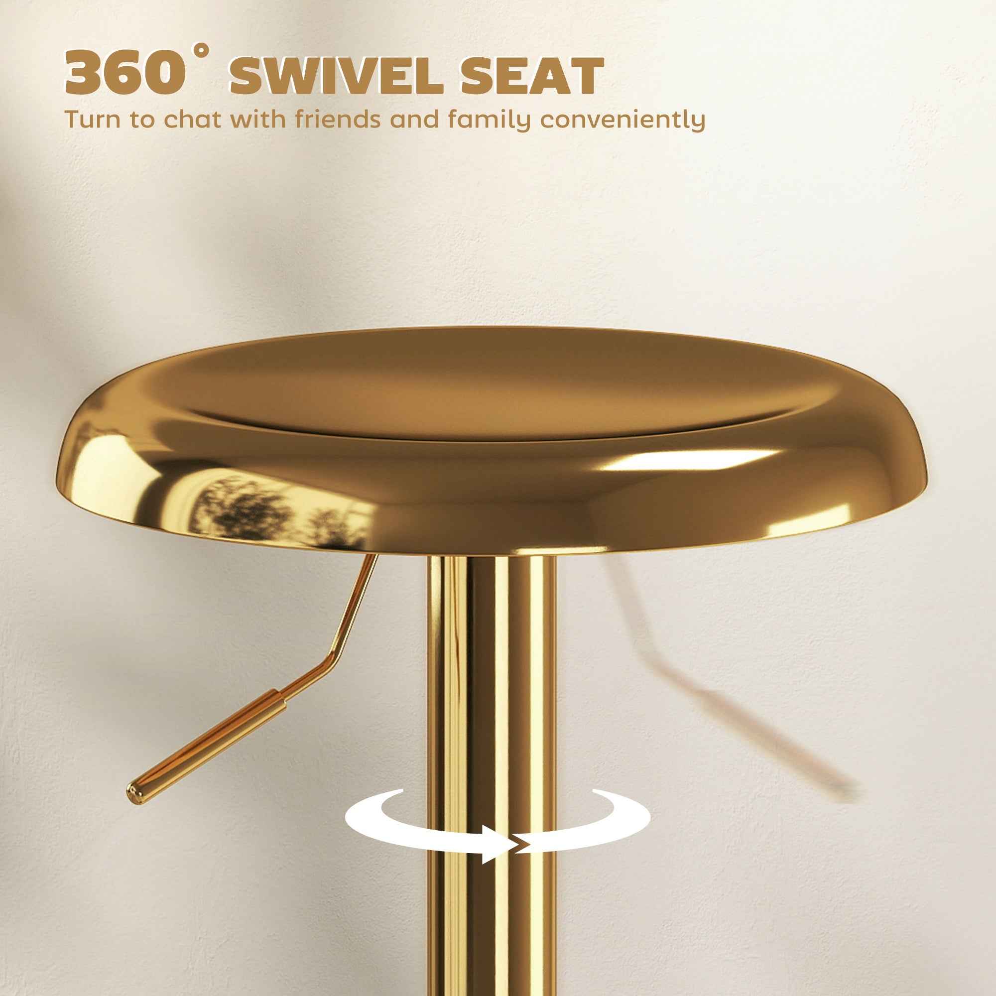 Canmore Modern Adjustable Counter/Bar Stools with Swivel-Set of 2-Gold