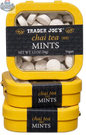 Trader Joe's Chai Tea Mints in 34g package by Vancou-Vert Trading Ltd., showing the mints and packaging.