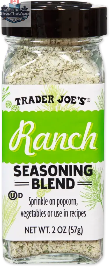 Vancou-Vert Trader Joe's Ranch Seasoning Blend in a 57g container, with fresh herbs, spices, and seasoning mix for culinary use.