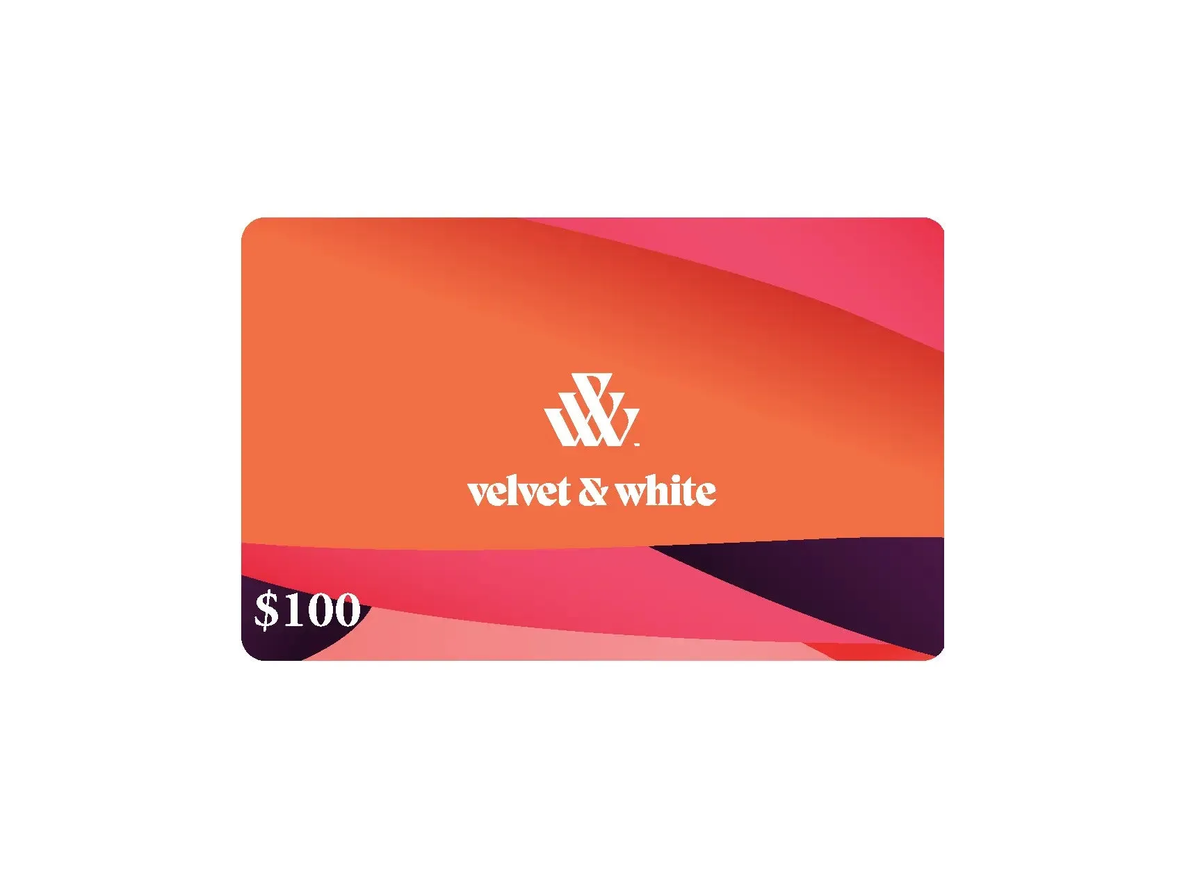 Velvet and White gift card featuring elegant design, perfect for gifting on any occasion, with a velvet texture and white accents.