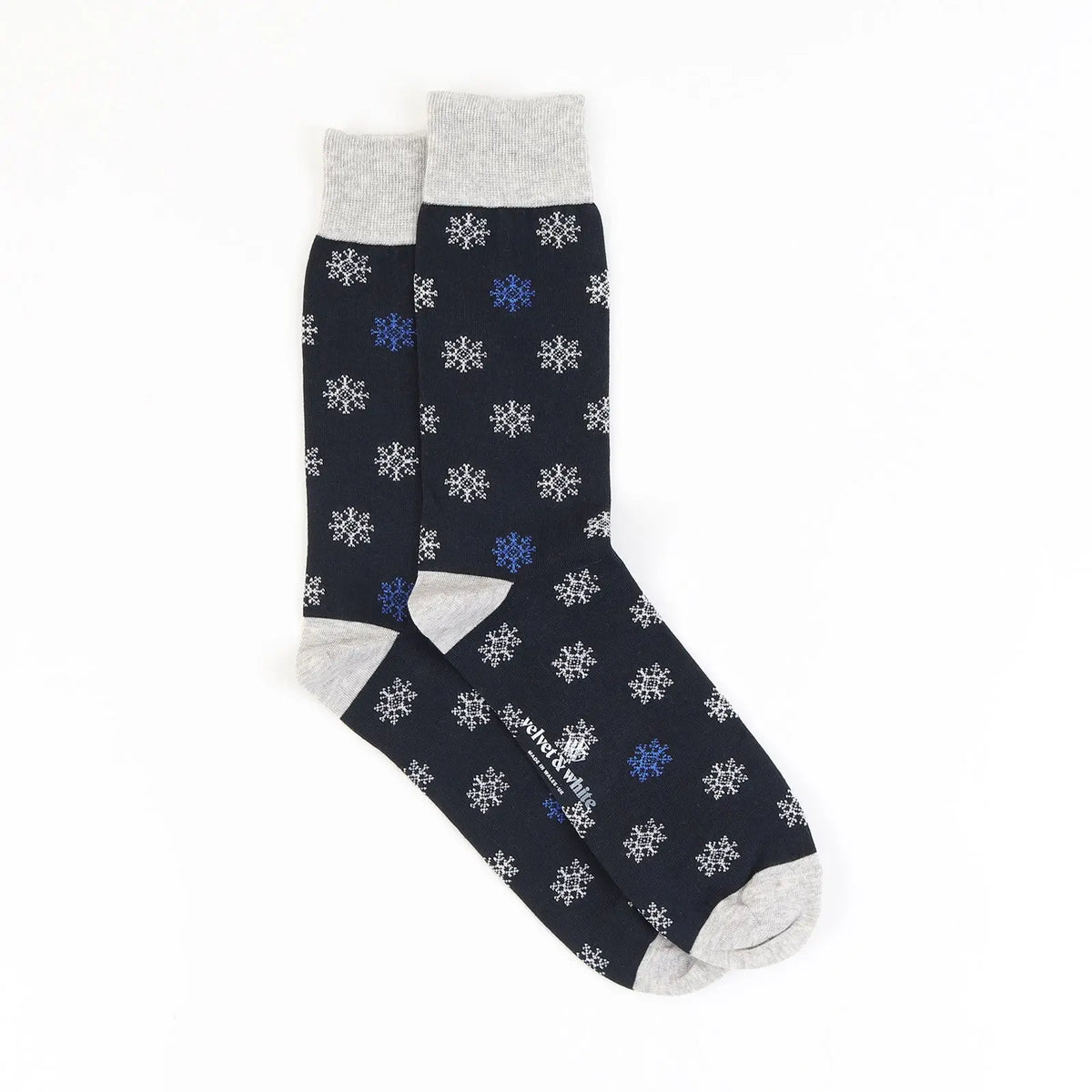 Velvet and White crystal snowflake decor socks featuring elegant cool snowflake patterns for home decoration.