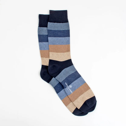 Velvet and White Shadow Stripes socks featuring black and gray striped pattern, soft fabric, and comfortable fit.