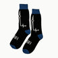 Royal blue Heart Beats T.O. socks by Velvet and White, shown from the left side with a detailed close-up of the design.