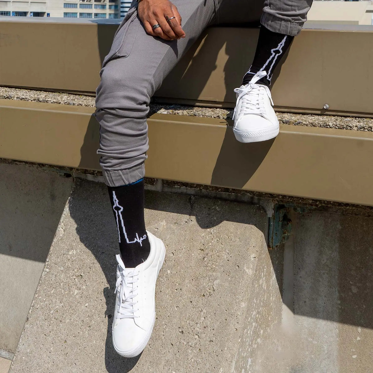 Royal blue Heart Beats T.O. socks by Velvet and White, featuring a vibrant heart pattern on the front.