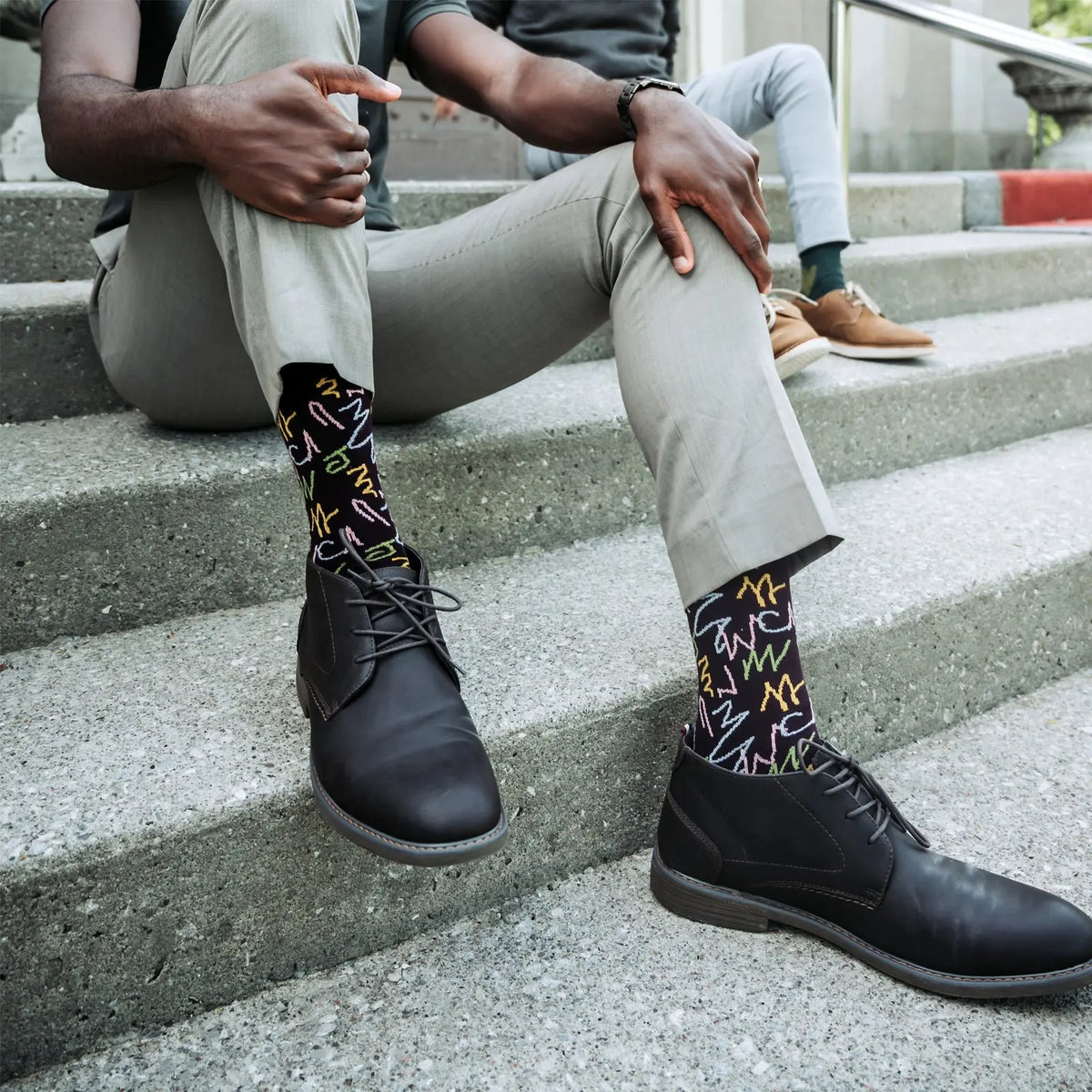 Velvet and White zig zag patterned socks featuring a trendy, colorful design for a unique style.