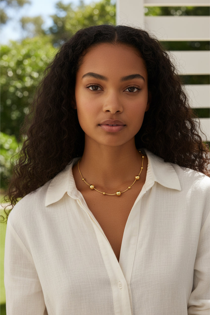 Multi Ball Necklace - Gold Stainless Steel - Shopthatapp.ca