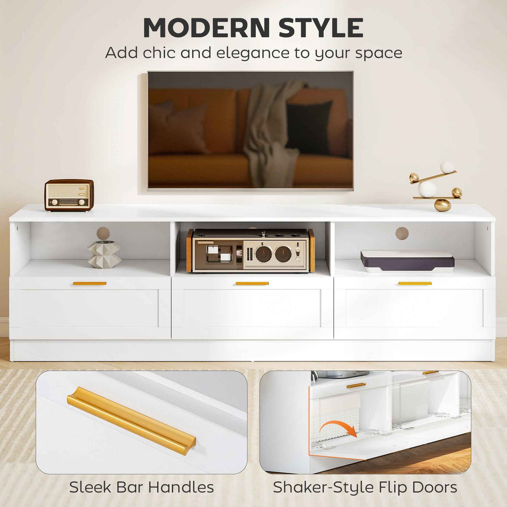 Dallas Modern TV Stand with Storage Drawers for TVs up to 85"-White