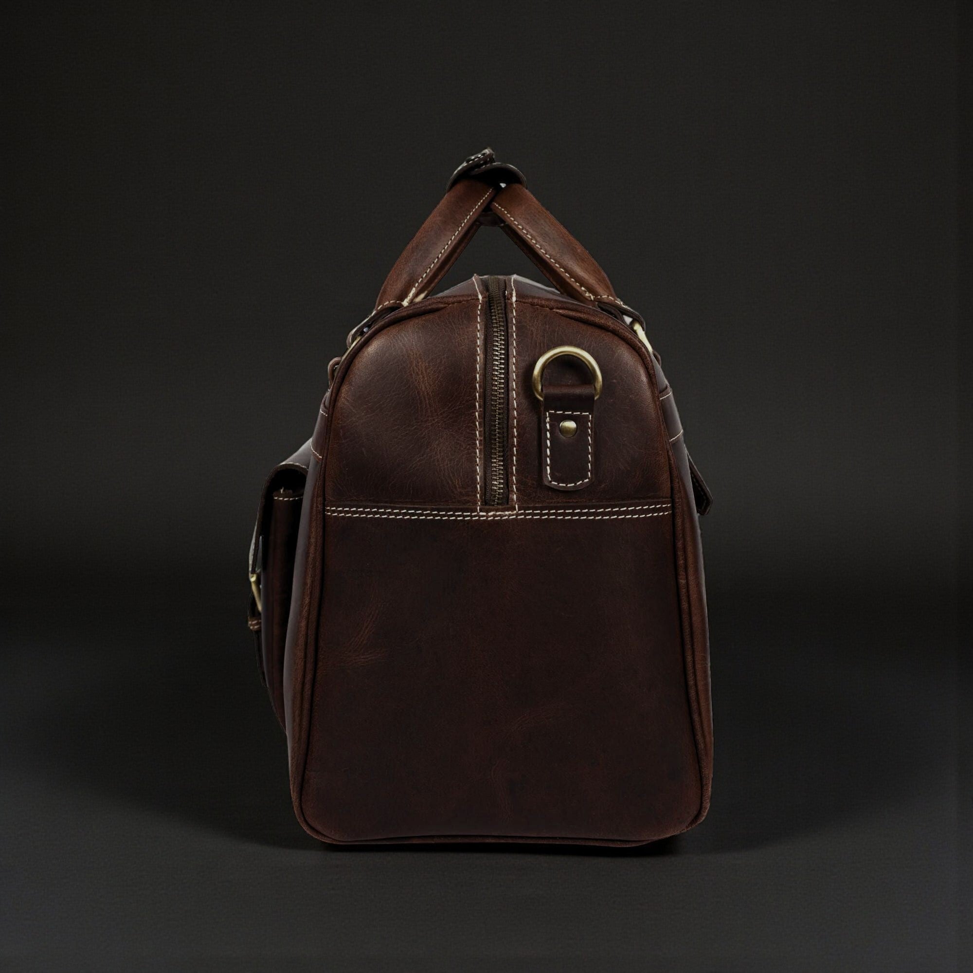 The Voyager Duffle - Brown Full-Grain Distressed Leather Duffle Bag - Www.Shopthatapp.ca