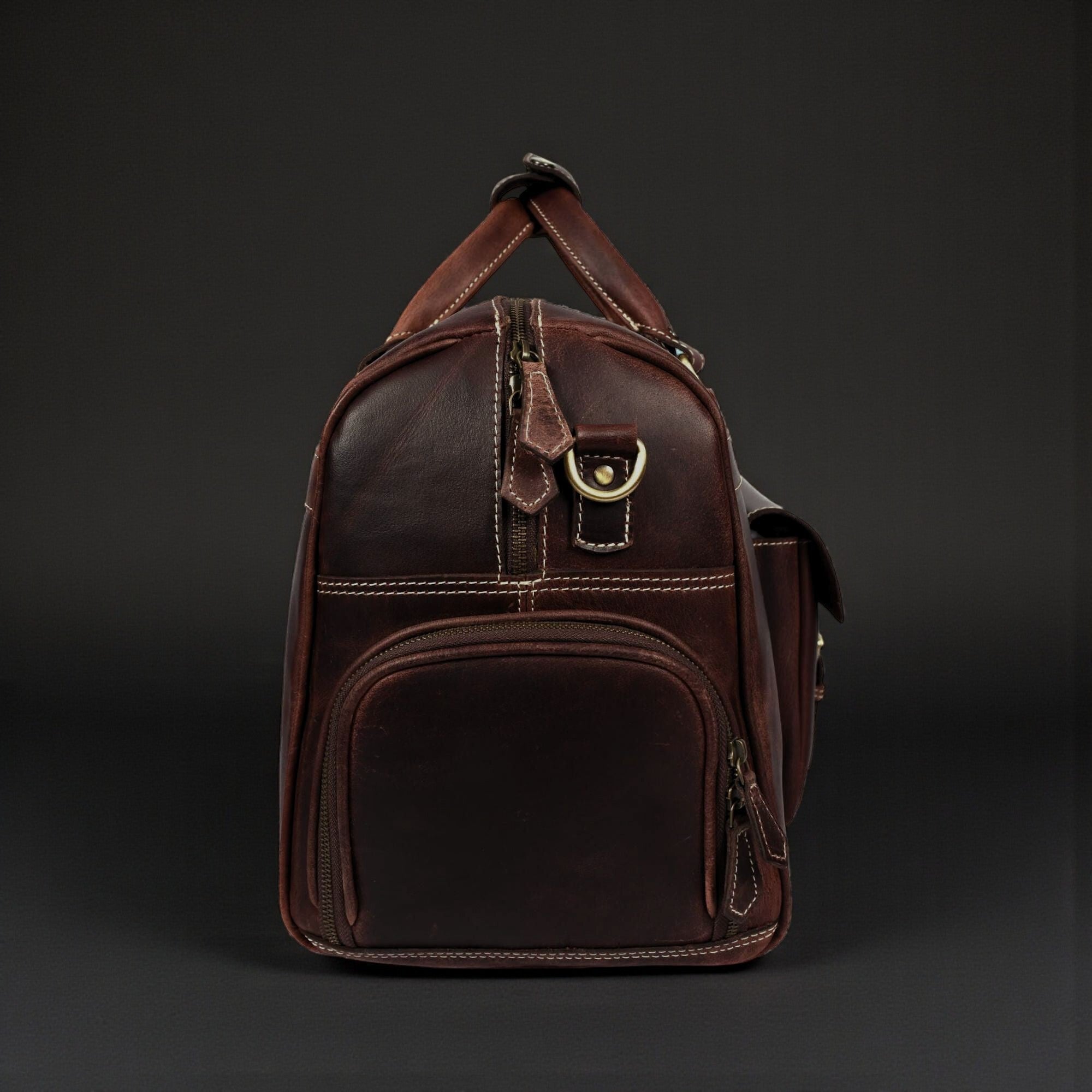 The Voyager Duffle - Brown Full-Grain Distressed Leather Duffle Bag - Www.Shopthatapp.ca