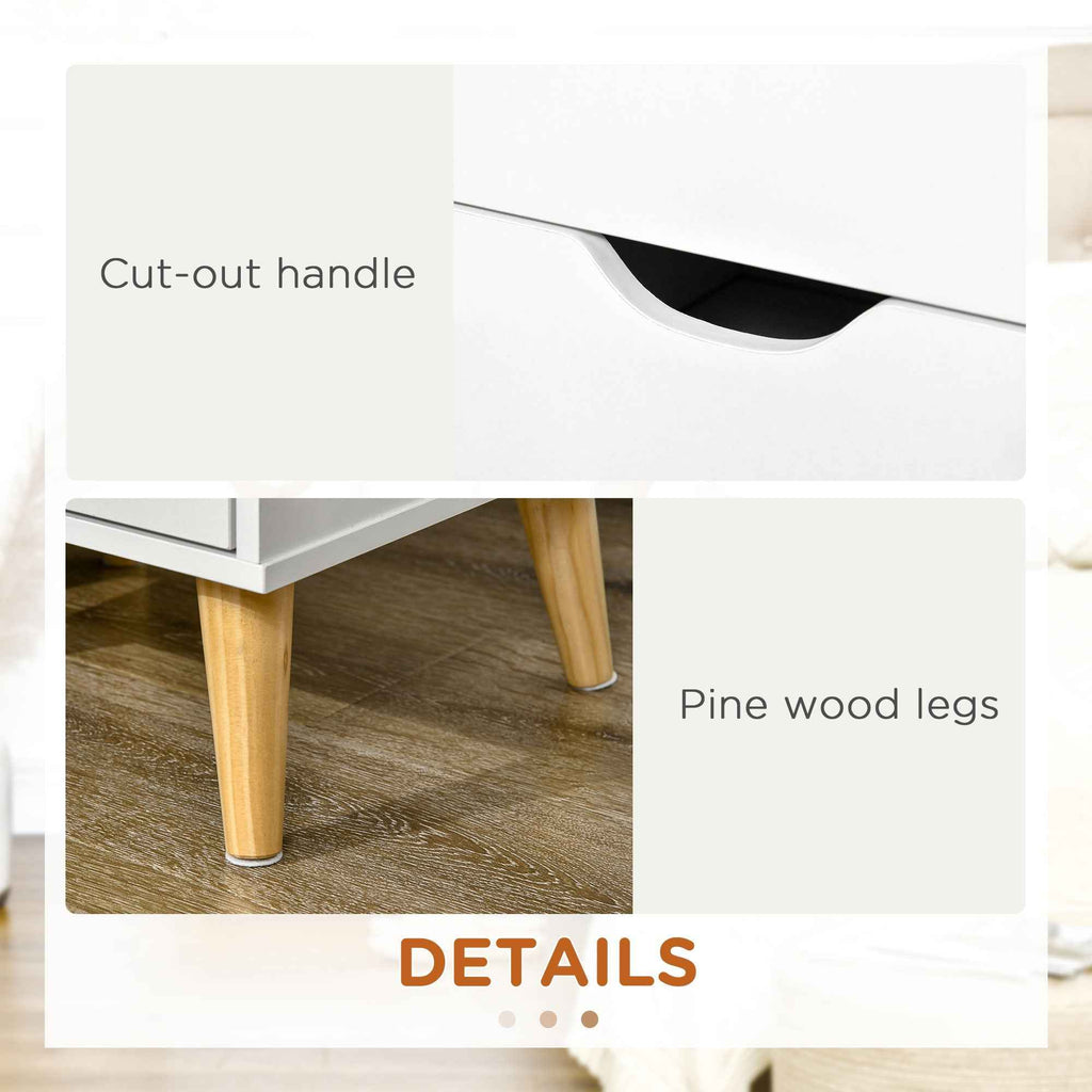 Jesse Nightstand with 2 Drawers and Pine Wood Legs-White