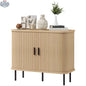 SLOTH Nation Aspen sideboard buffet cabinet with 35.4-inch oak finish, slatted tambour doors, and modern storage design