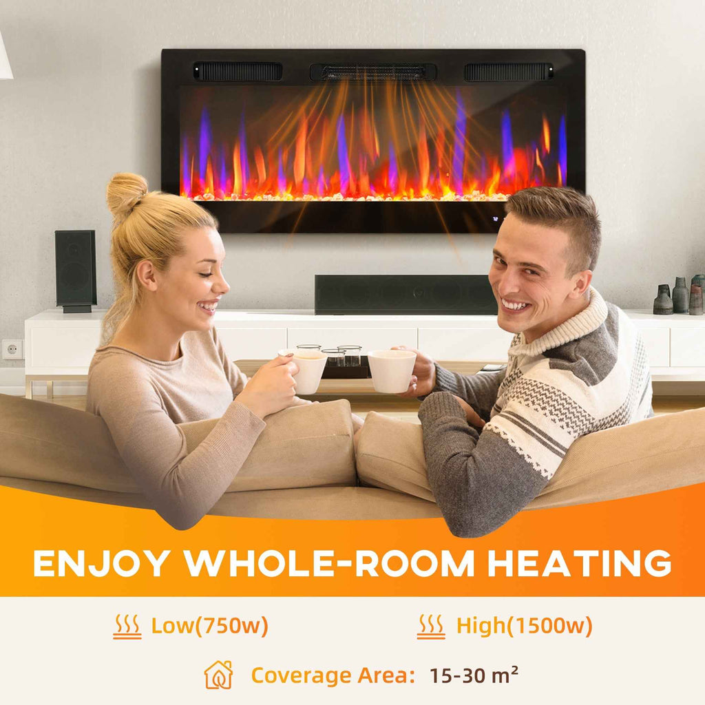 Marley 42" Thin Electric Freestanding/Wall Mounted Electric Fireplace Heater with Eco Mode