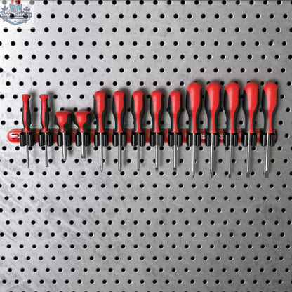 Olsa Tools Canada wall mount screwdriver organizer holder with multiple slots for organized tool storage on a wall