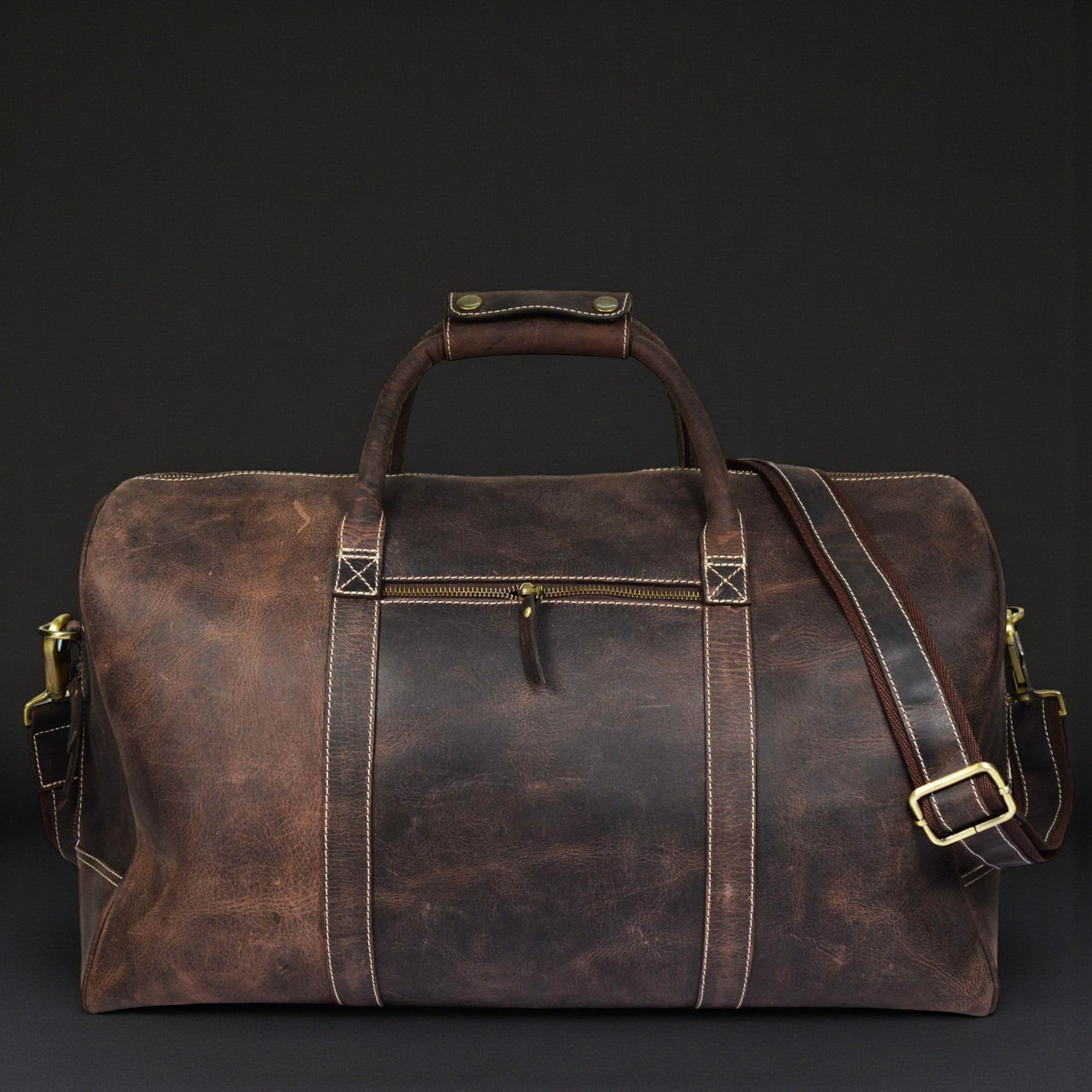 The Wayfarer Bag - Brown Classic Full-Grain Leather Duffle Bag - Www.Shopthatapp.ca