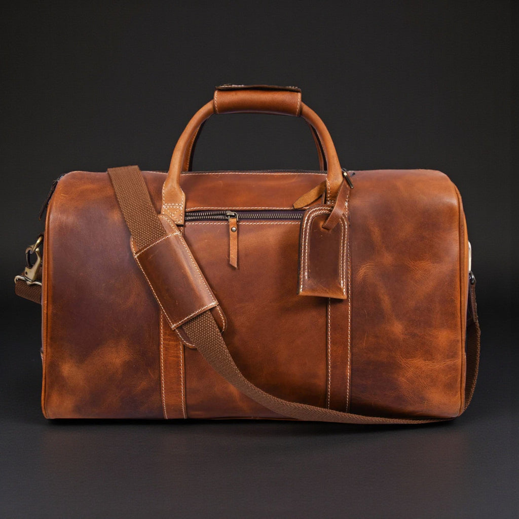 The Wayfarer Bag - Cognac Classic Full-Grain Leather Duffle Bag - Www.Shopthatapp.ca