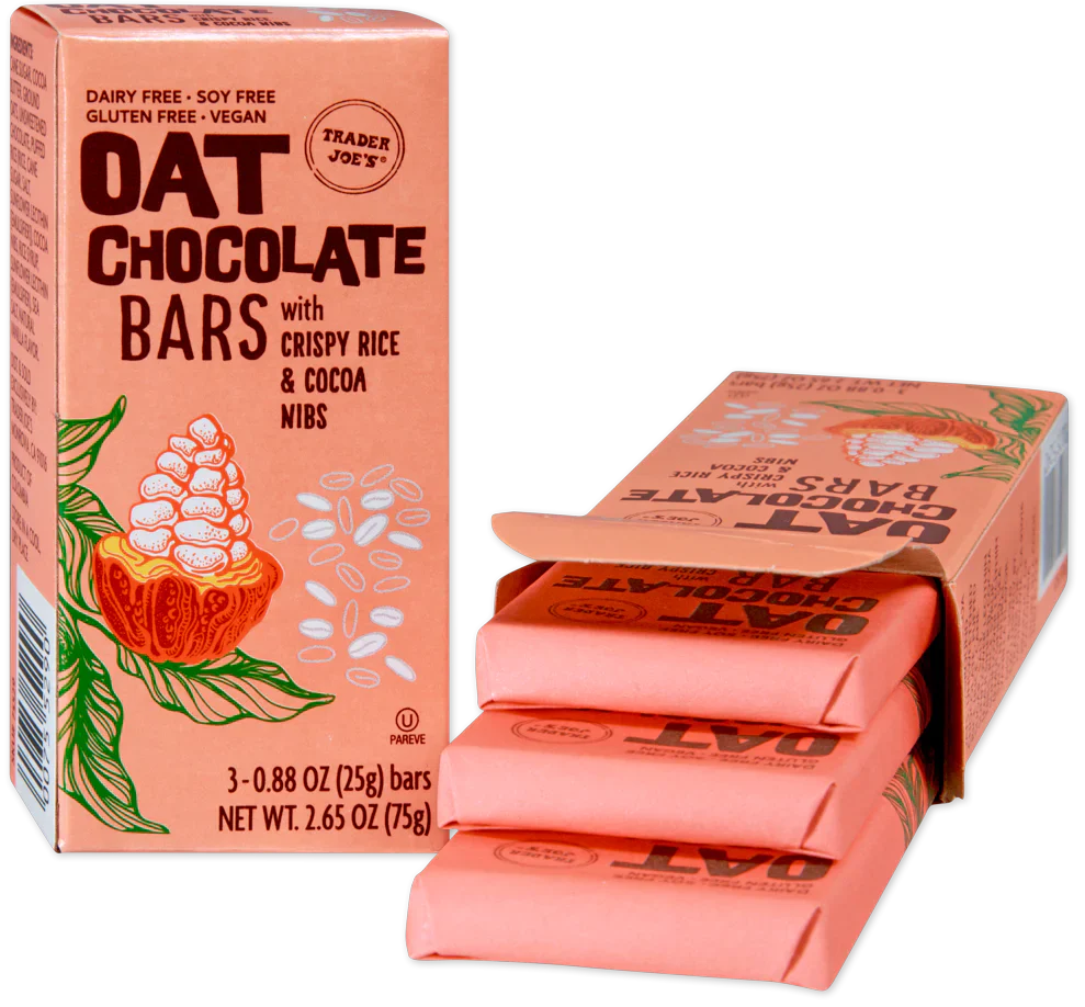 Trader Joe's Oat Chocolate Bars with Crispy Rice & Cocoa Nibs, 75g - Shopthatapp.ca
