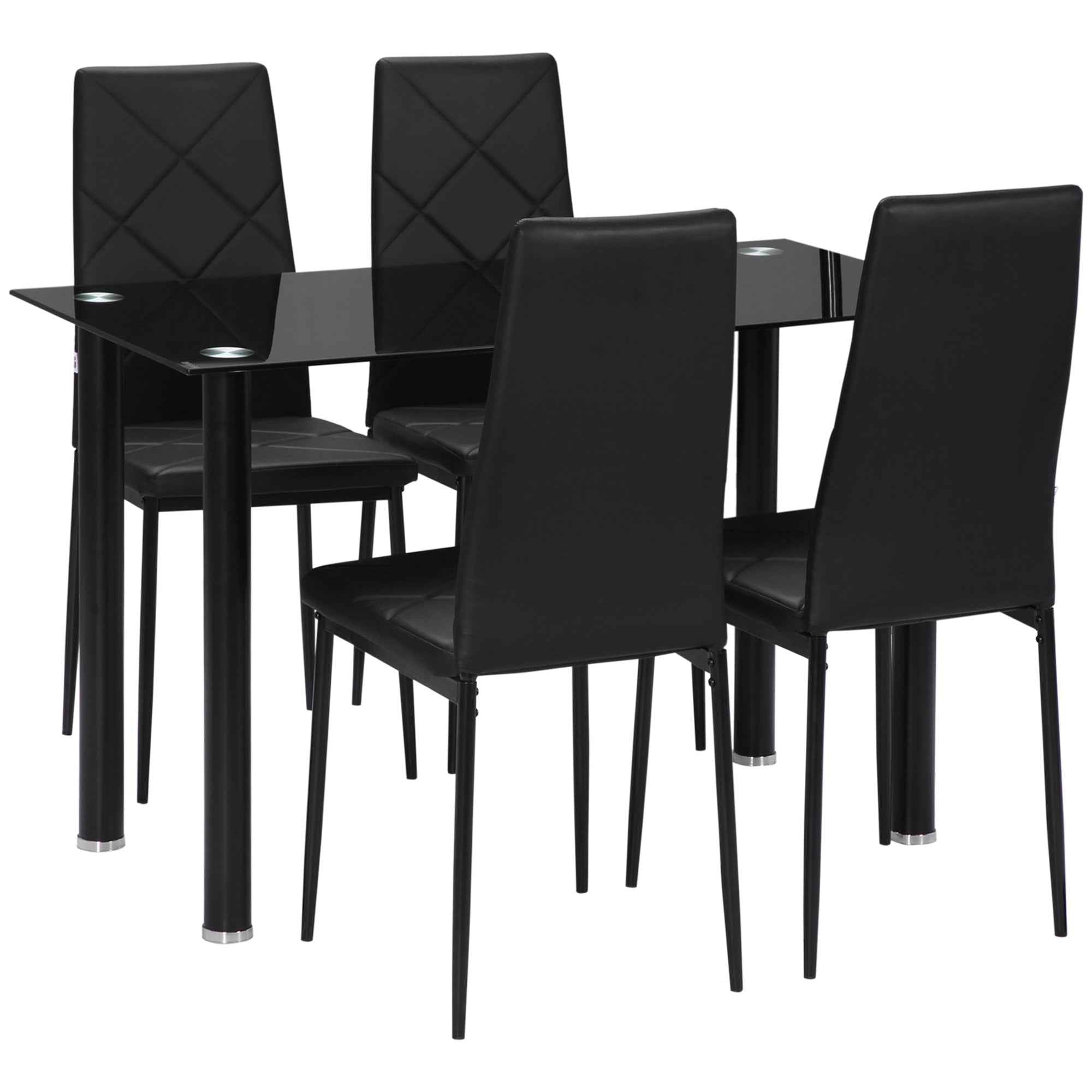 Adam Modern Space-Saving Dining Set for 4-Black