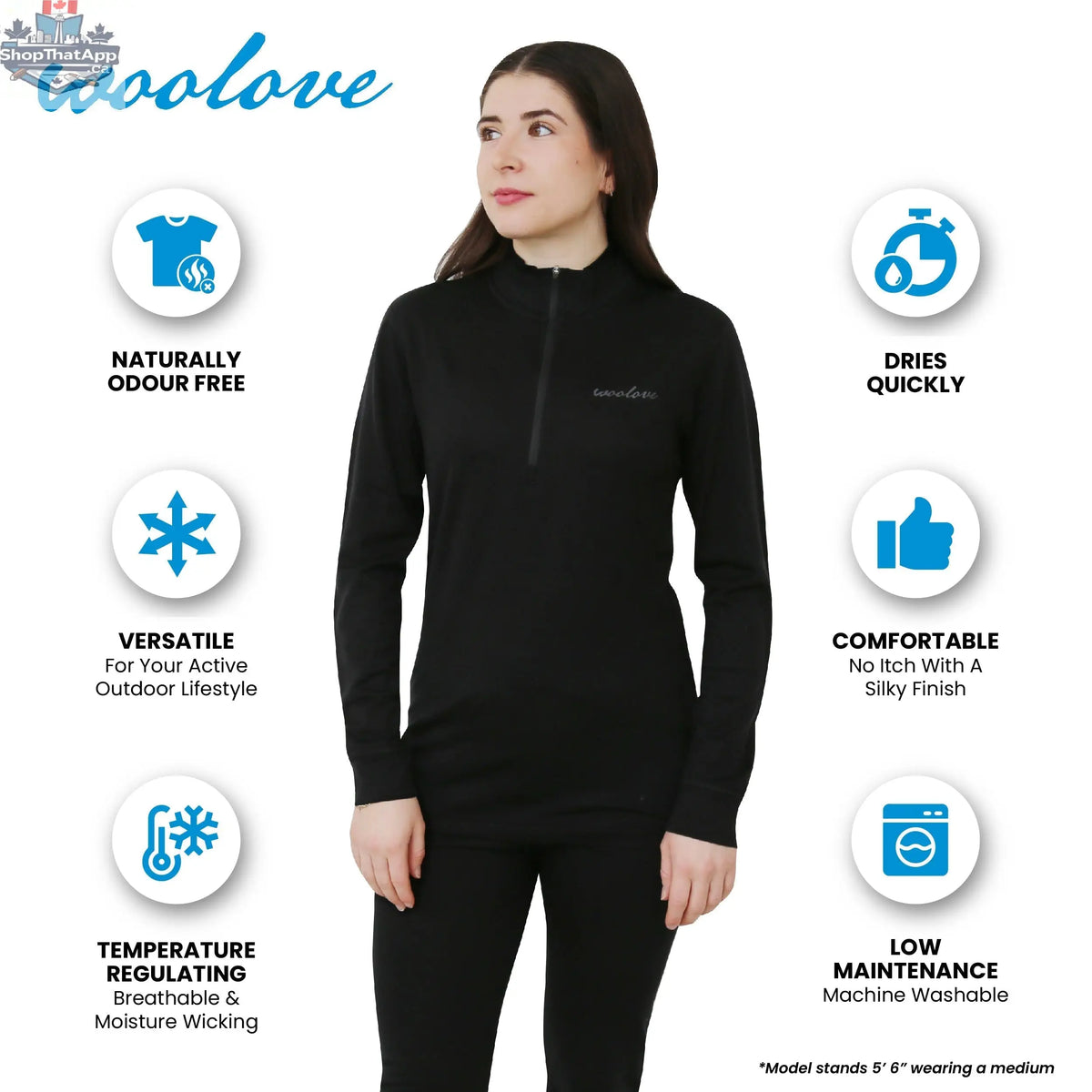 Women's Merino Wool 1/4 Zip Pullover — Midweight - Shopthatapp.ca