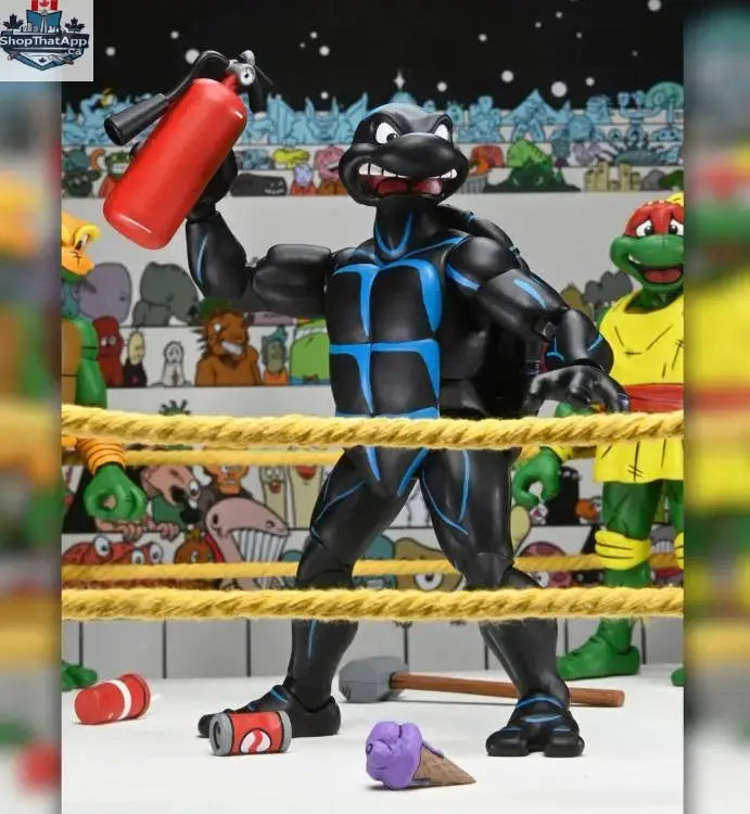 Four Teenage Mutant Ninja Turtles action figures from Toy Snowman, featuring adventurous stumps in a collectible toy set.
