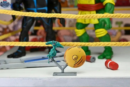Four Teenage Mutant Ninja Turtles action figures from Toy Snowman, featuring Adventure Stump Wrestling Turtles from Archie Comics.